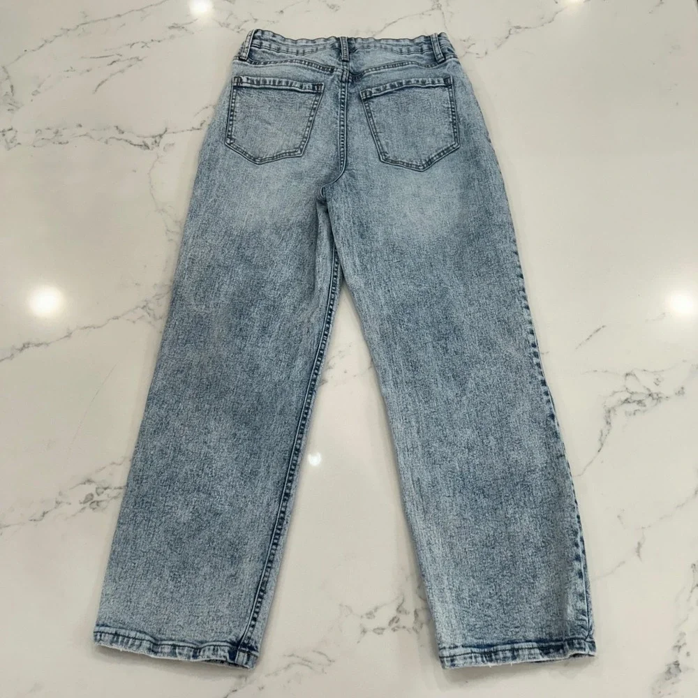Copper‎ Key Womens 9 Acid Wash Jeans High Rise Straight Leg Distressed Y2K